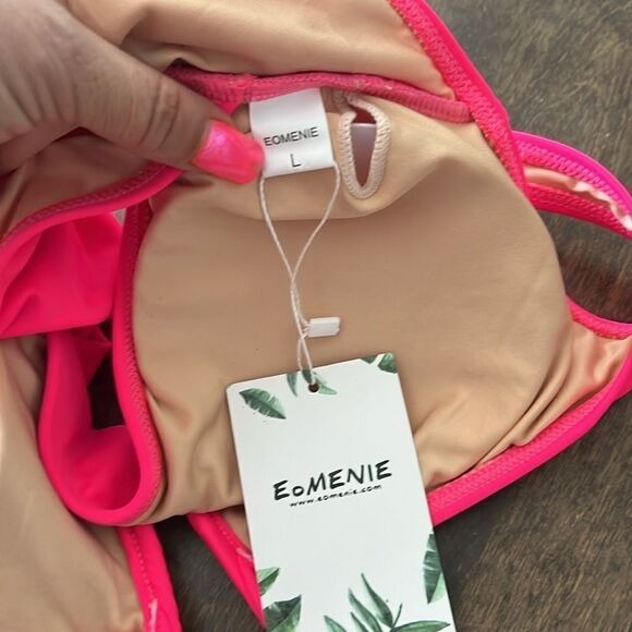 Eomenie Hot Pink Tummy Control One Piece Swimsuit Cutout High Waisted Slimming - Picture 13 of 14